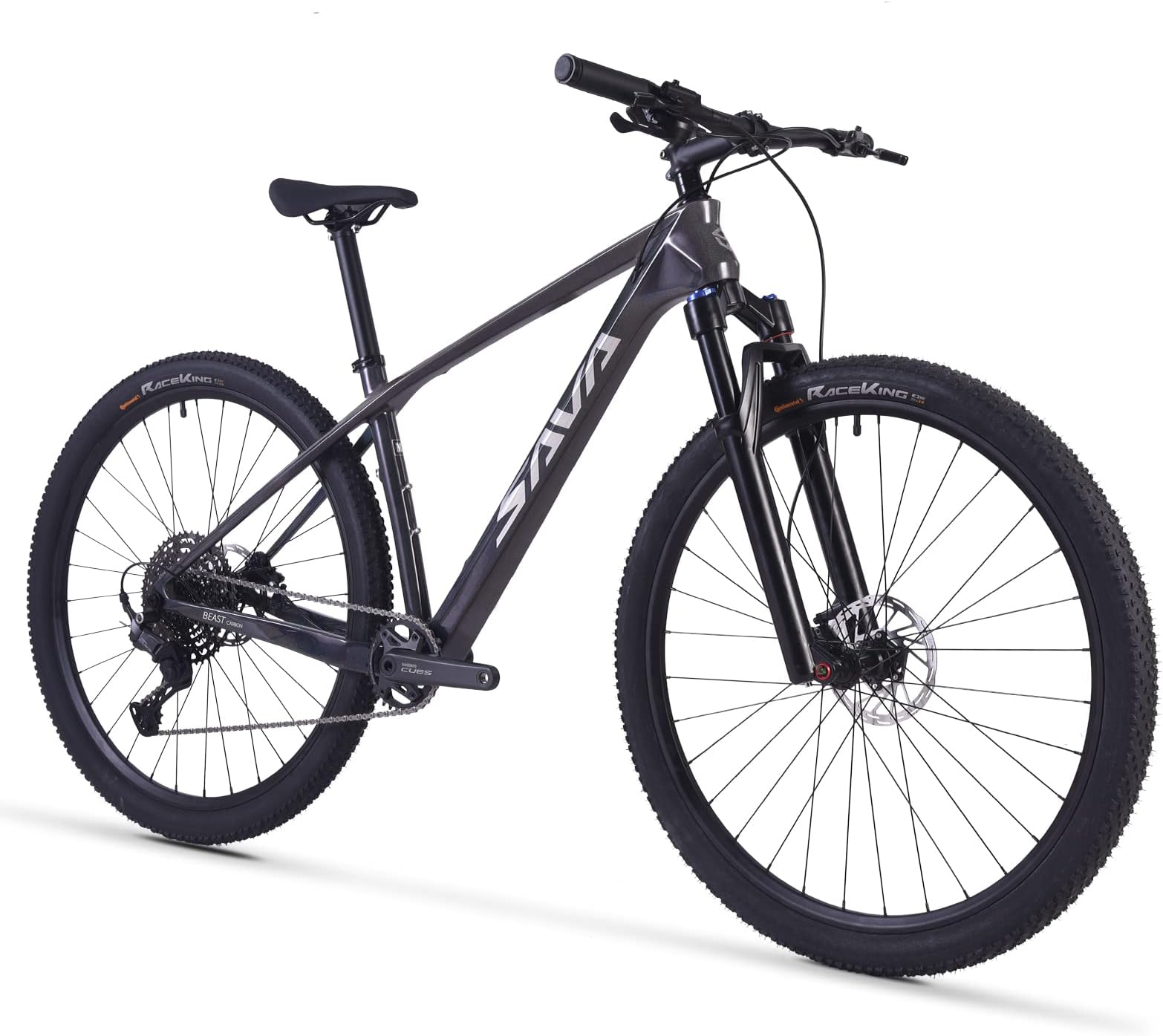 SAVADECK Carbon Fiber Mountain Bike, Dual Disc Brake Axle Thru Adventure Mountain Bike with Shimano CUES U6000 11 Speed Shift Groupset, 27.5/29 inch MTB Bicycle for Adult.