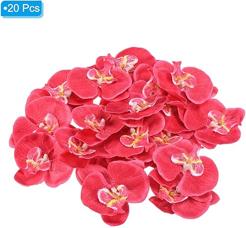 Miniatura 3 de PATIKIL Cabezas de orquídeas artificiales de 3.5 pulgadas, paquete de 20 cabezas de orquídea mariposa falsa de seda para decoración de ramo floral