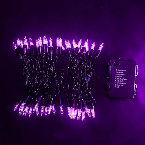 Miniatura 2 de MULTI-SPARKING - Luces de Halloween operadas con batería - 50 luces LED mini moradas para árbol pequeño, corona, manualidades, decoración de