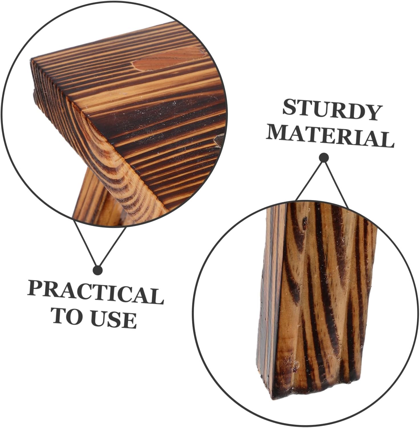 MERRYHAPY 1pc Solid Wooden Small Stool Multifunctional Foot Stool for Plant Stand Entry Shoe Change Extra Seating Height Carbonized and Stylish Design