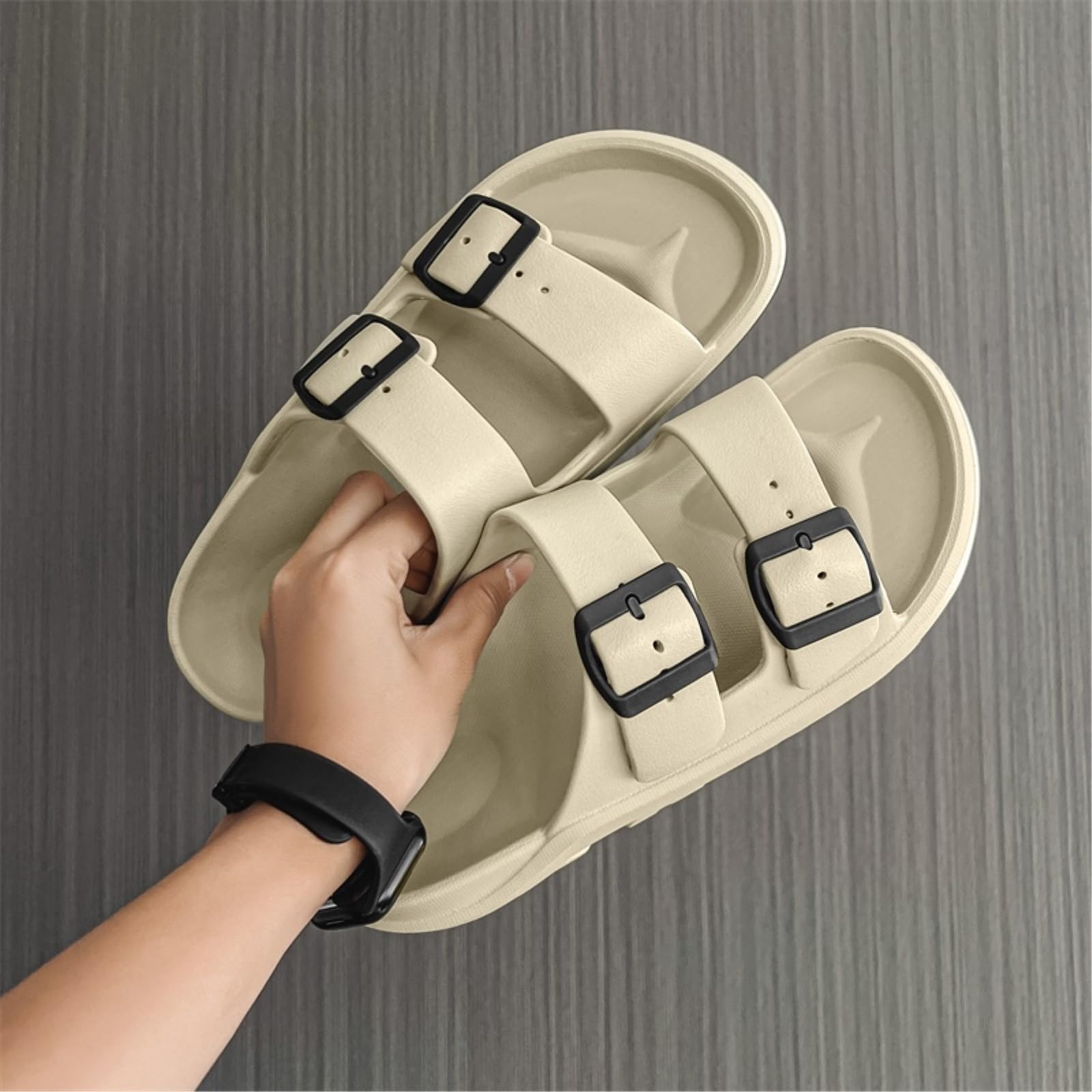 Ciabatte Uomo Spiaggia Estate Scarpe Pantofole da Passo su di Merda per Gli Uomini Sandali Casa Fondo Spesso Morbido Eva Donna-gray-41