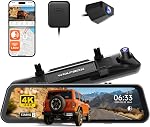 WOLFBOX G900 PRO Mirror Dash Cam with STARVIS 2 IMX678, 12 inches Rear View Mirror Camera with Front 4K and Rear 2.5K, Included 128GB Card, Voice Control, 5.8GHz WiFi, GPS & G-Sensor, Loop Recording
