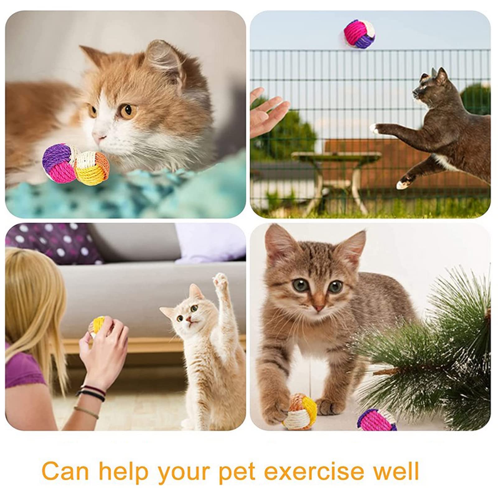 Palline Di Sisal Per Gatti - Confezione Da 9, Colorate, Giocattolo Per Graffiare E Giocare - Foto 5