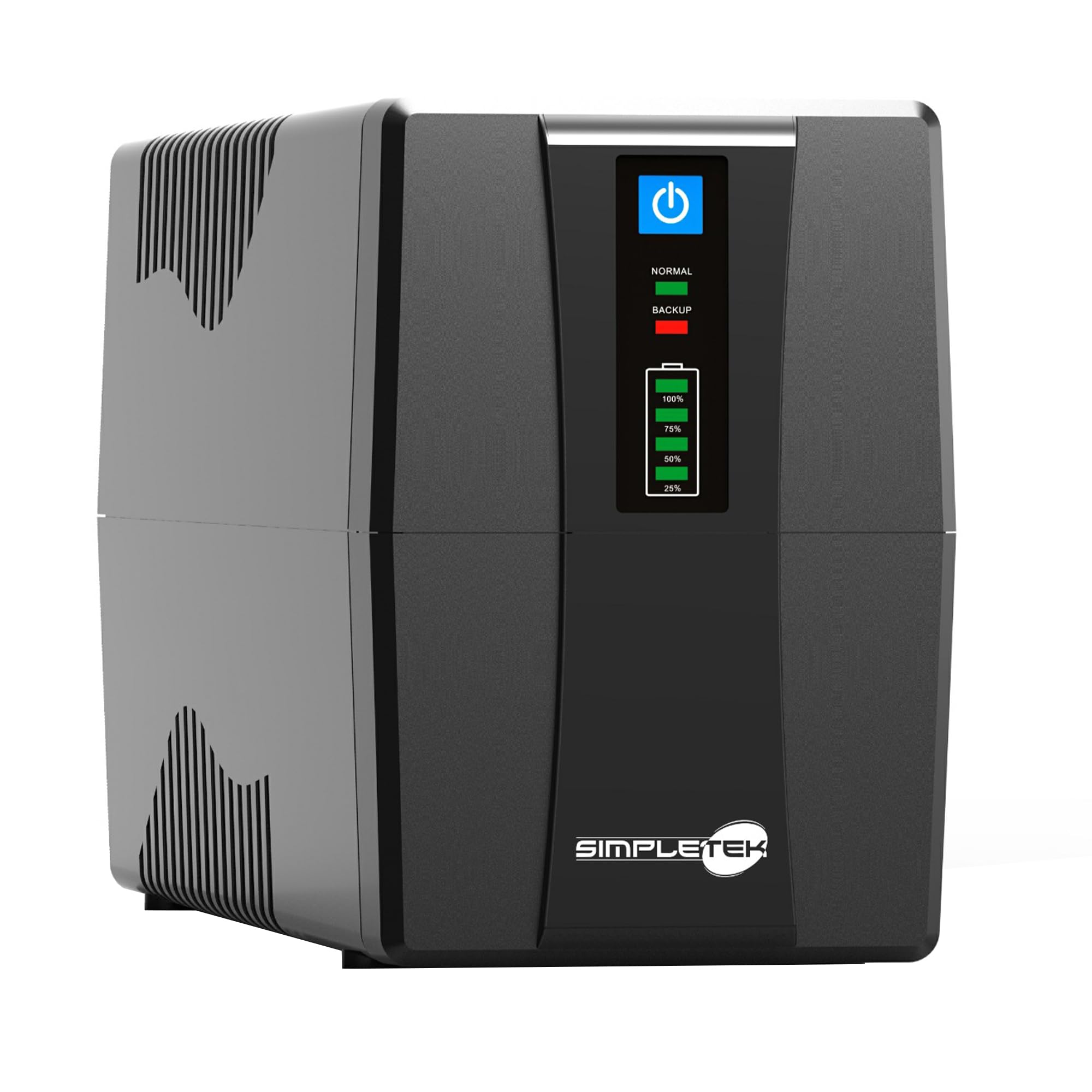 SIMPLETEK - Zasilacz awaryjny UPS 650VA 390W 2 gniazda AVR ochrona przeciwprzepięciowa do PC Modem monitora DVR | SK650VA A650VA | Zintegrowany kabel zasilający