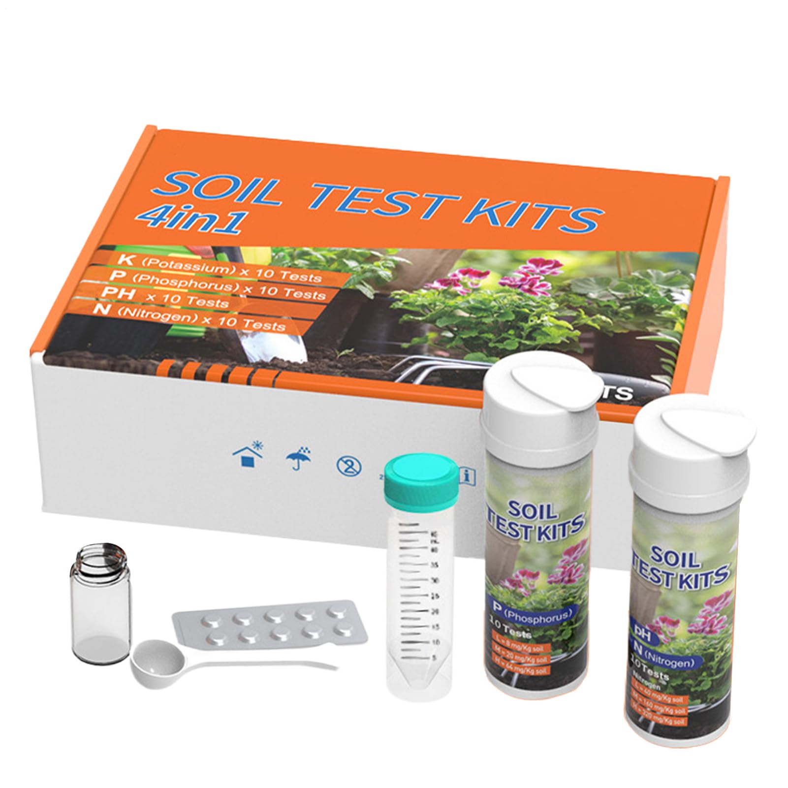 Kit d'Analyse de Sol - Testeur de Sol 4 en 1 pour Gazon,Analyseur De Nutriments Outil De Jardinage pour Fermes Paysages Ornementaux Vignes Cours en Pot Jardins