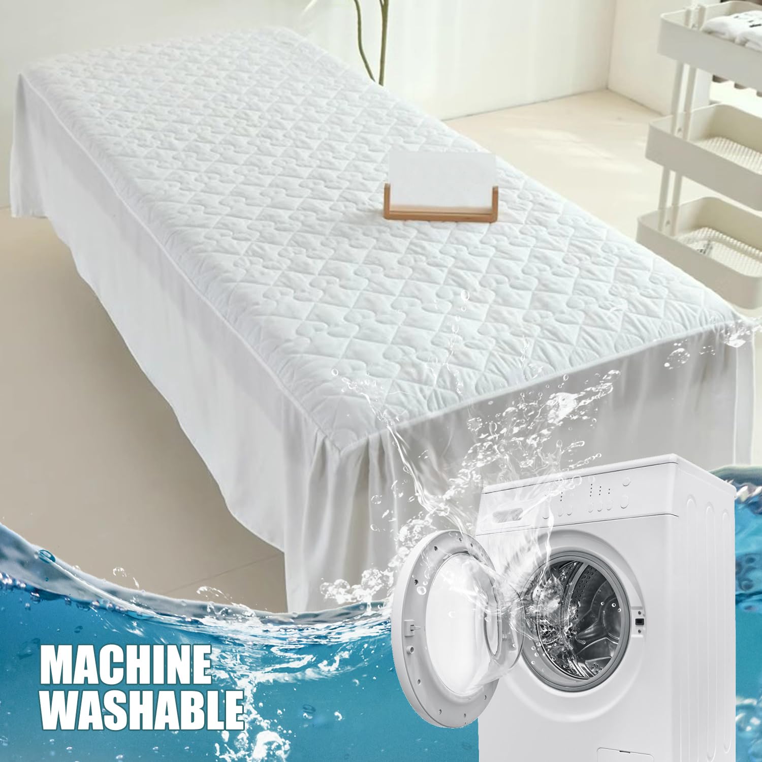Jupe de lit solide pour table de massage avec trou, doux, doux pour la peau, imperméable, résistant à l'huile, anti-taches, respirant, lit de beauté, couverture complète pour lit de thérapie