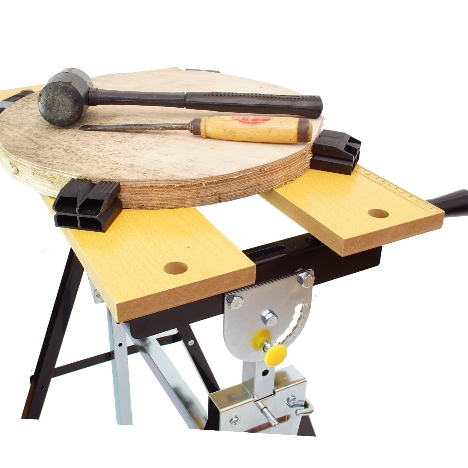 TRUTZHOLM Werkbank klappbar 7-Fach höhenverstellbar Werktisch Spanntisch mit Backen Arbeitstisch bis 100kg große Arbeitsfläche, zum Schleifen, Einspannen von Werkstücken, Sägen, Höhe bis 114 cm