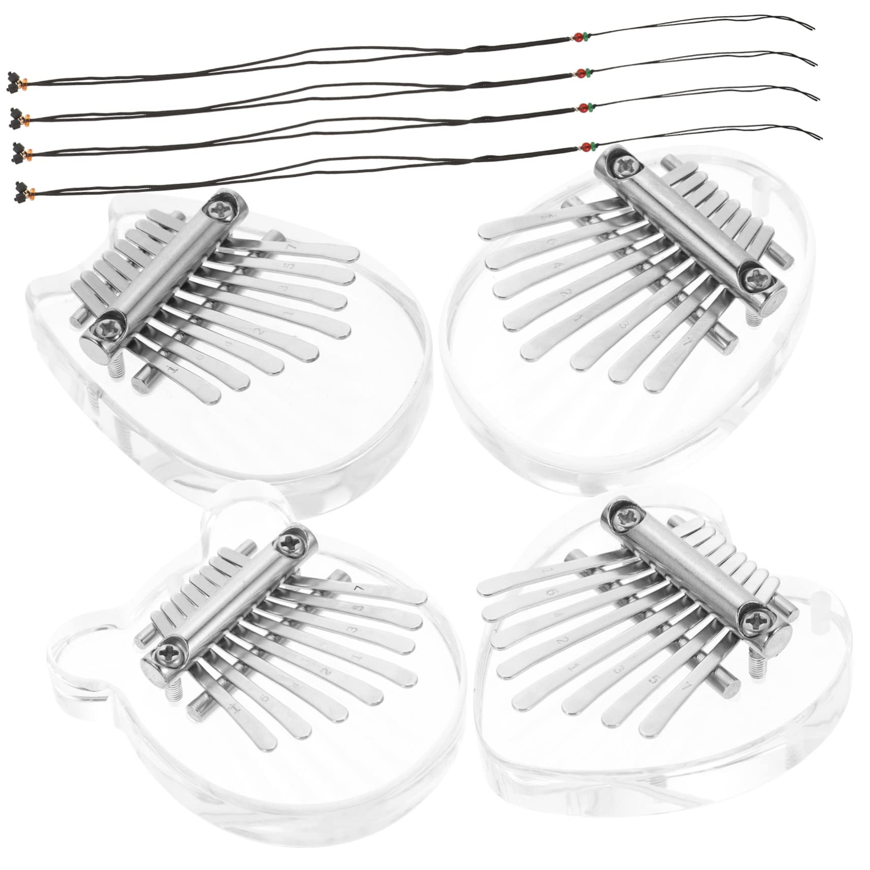 GOOHOCHY 4pcs Acrylic Mini Thumb Piano 8 Tone Kalimba Case Portable Boys and Girls Music Instrument