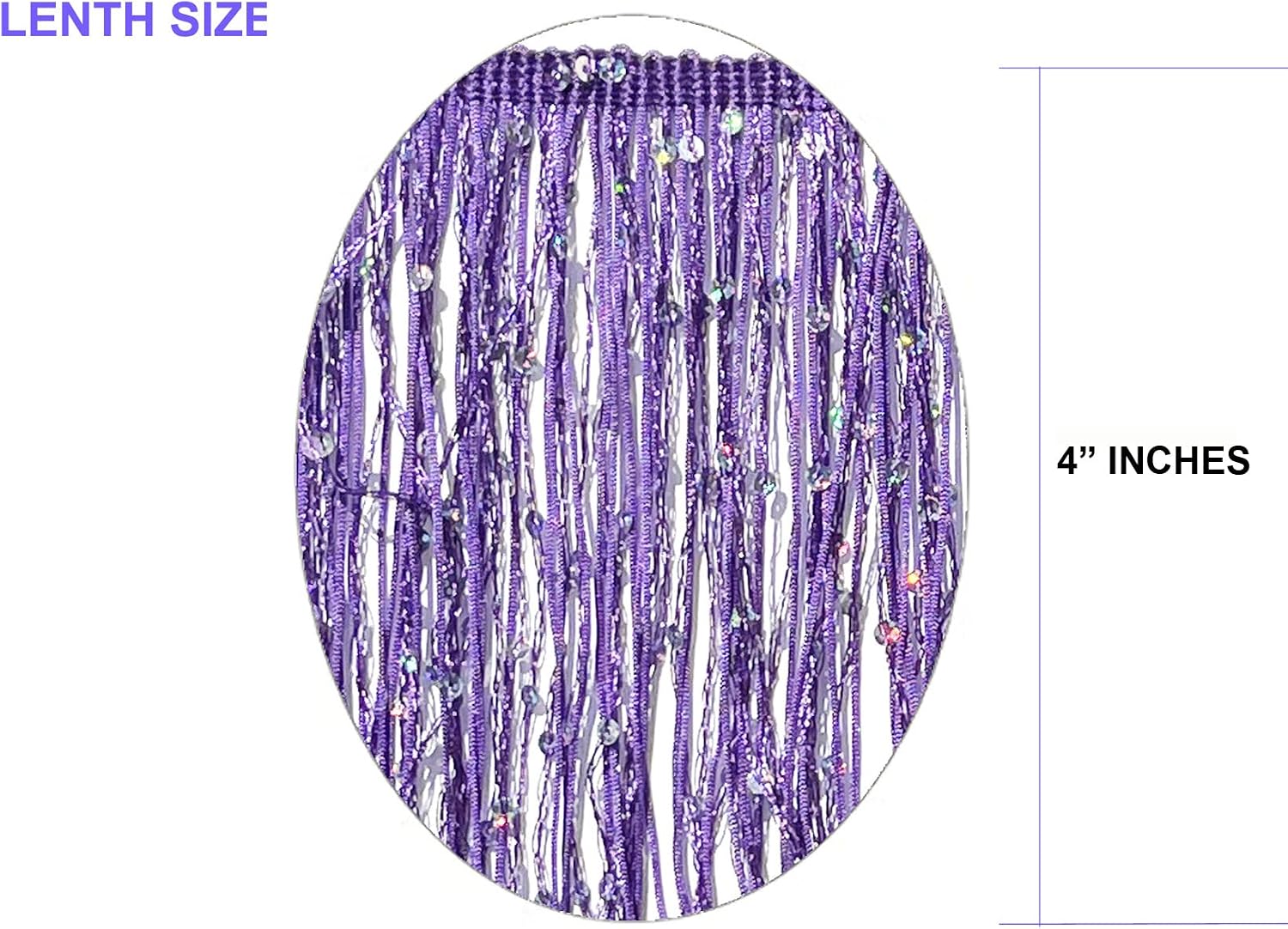 5 Yards of 4" Long Starlight Silver Rainbow Sequin Chainette Fringe Yarn Thread Tassel Trim-Purple
