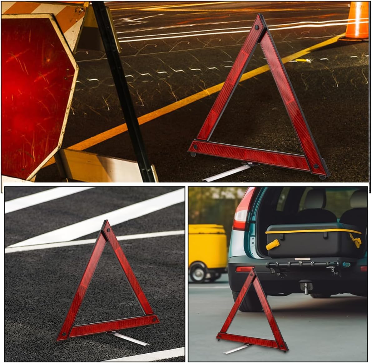 GLEAVI 5pcs Car Kit Warning Safety Triangle Foldable Roadside Sign Reflective Car Triangles Emergency Tool