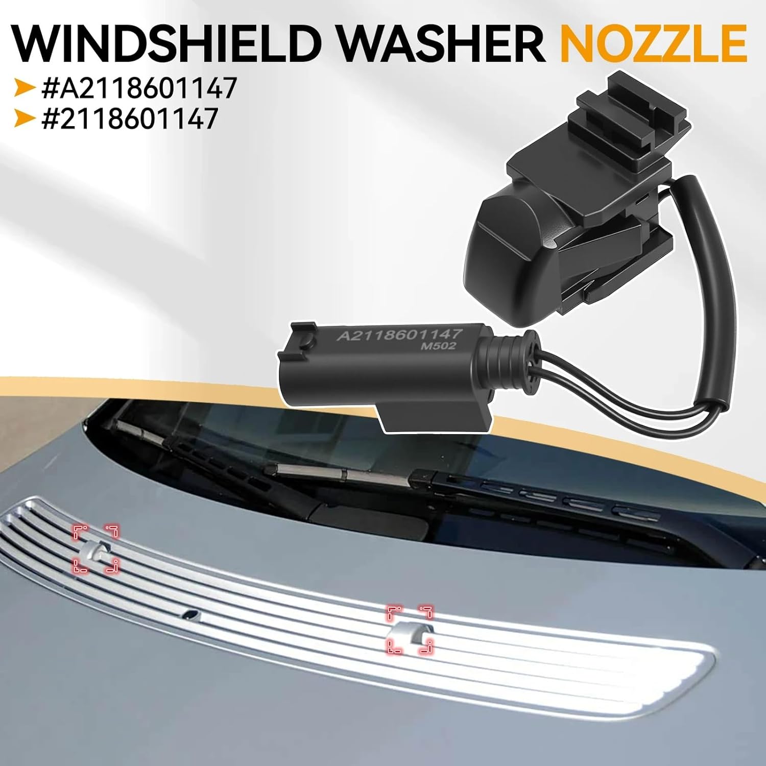Windshield Wiper Nozzle Compatible With Benz C E For CLK CLS SLK R-CLASS W203 W211 W209 W219 2x Windshield Heated Washer Sprayer Nozzle OE A2118601147