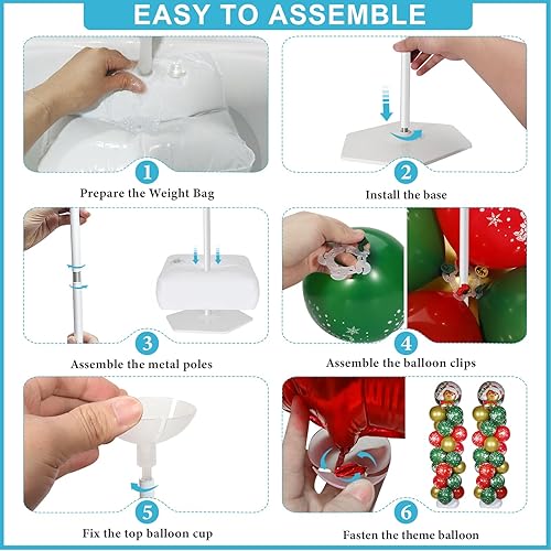 Miniatura 5 de VETOGETHER - Juego de 2 soportes de columna de globos para piso, kit de soporte de torre de globos actualizado 2024 con base, kit de soporte de