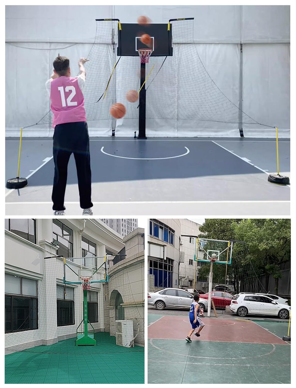 ZIMGOD Home Yard Basketball Rebounder Net Return, Portable Ball Return Attachment, School Basketball Shot Returner, Basketball Return Netting Accessories