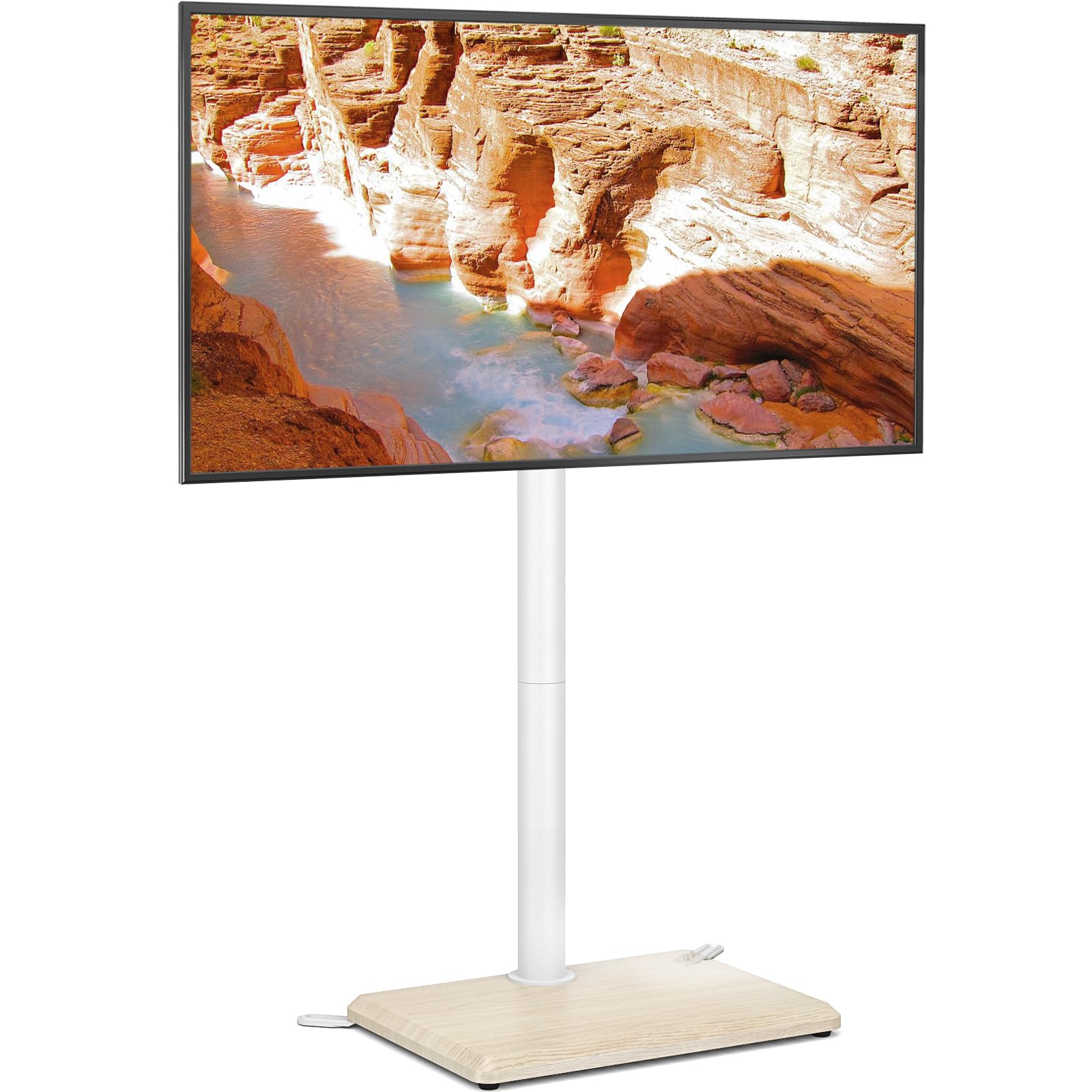 TVON Support TV au sol, pour téléviseur de 32 à 60 ", réglable en hauteur, pivotant, max. VESA 400 x 400 mm, jusqu'à 40 kg, beige