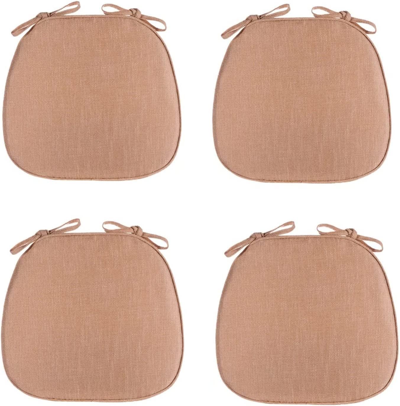 Tophacker Washable Chair Pads for Dining Chairs Set of 4 with Ties, Seat Cushions for Kitchen Chairs Farmhouse, Dining Room Chair Cushions Non Slip (Color : Beige)