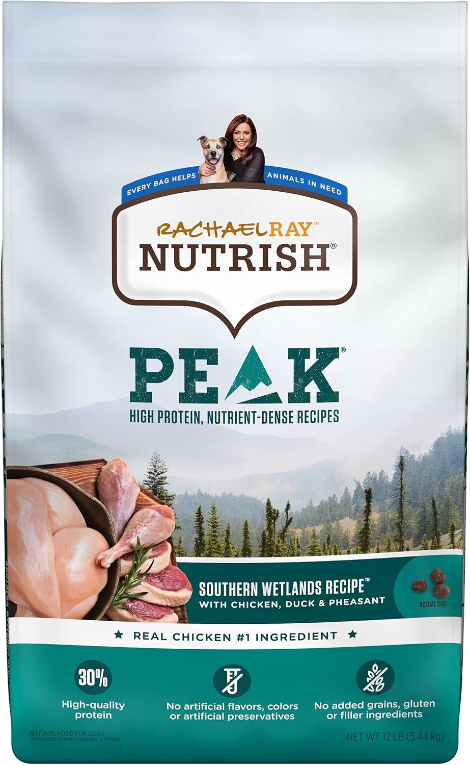 Rachael Ray Nutrish PEAK Natural Dry Dog Food, Southern Wetlands Recipe with Chicken, Duck and Pheasant, 12 Pounds, Grain Free…