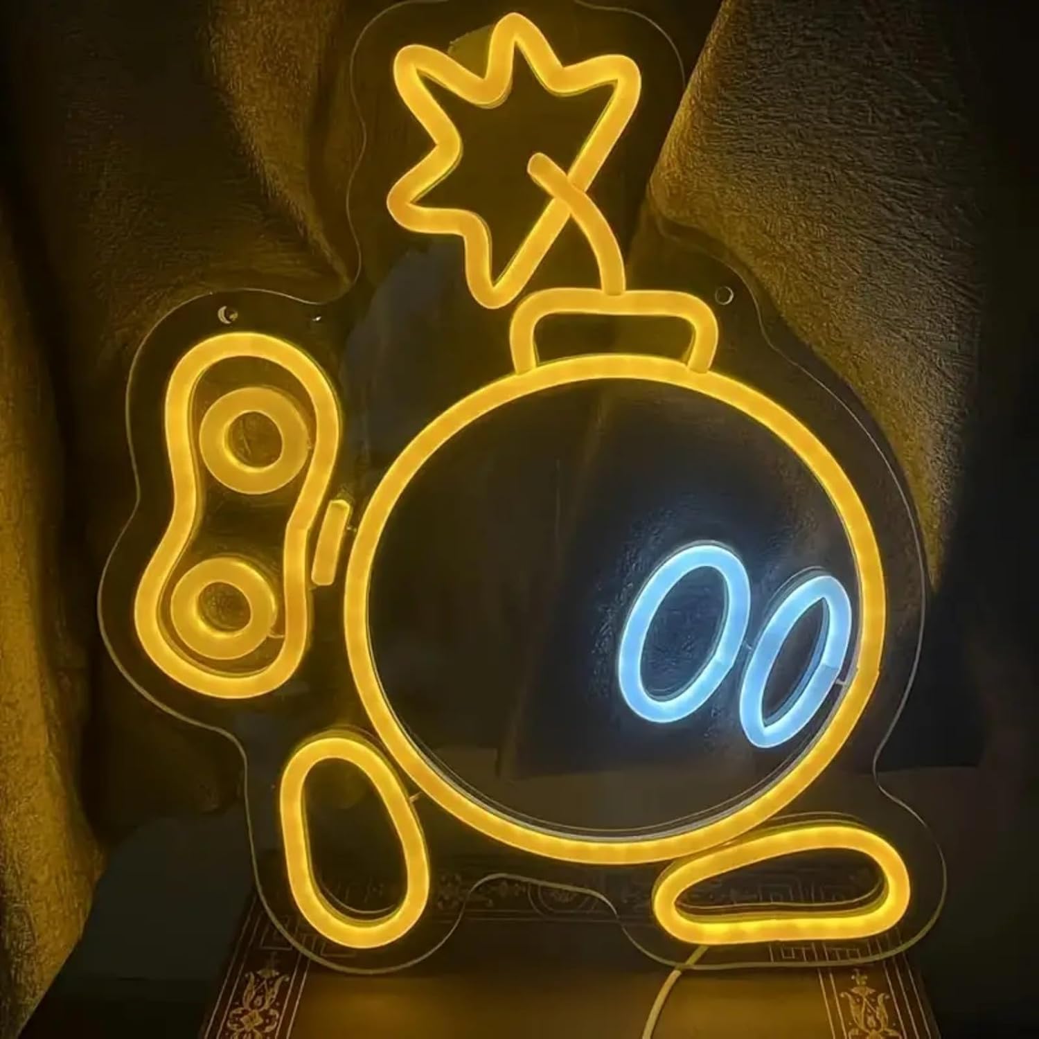 Cute Walking Bomb LED Neon Light Sign Acrylic Anime Neon Sign USB for Home Kids Bedroom Gaming Room Wall Decor Cartoon LED Signs, 14.2"x12.2"