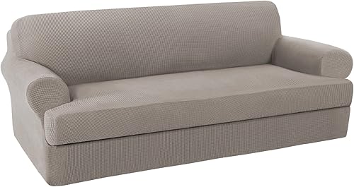 Miniatura 3 de H.VERSAILTEX - Fundas elásticas para sofá - 2 piezas para sofá de tres plazas - Fundas de sofá - Fundas para muebles (funda base y funda para