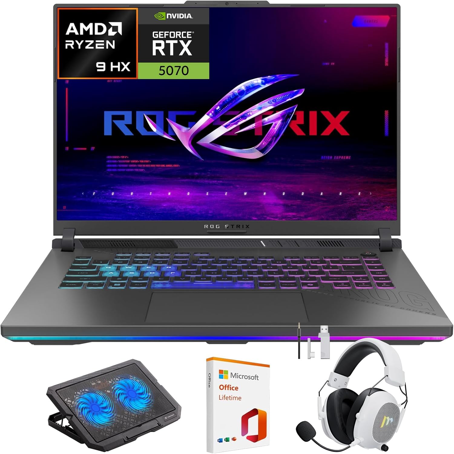ASUS ROG Strix G16 Gaming Laptop, 16" FHD+ 165Hz/3ms Display, NVIDIA GeForce RTX 5070, AMD Ryzen 9 8940HX, 32GB RAM, 1TB SSD, Wi-Fi 6E, RGB Backlit, Win 11 Home, w/Mytrix Accessory & Lifetime Office