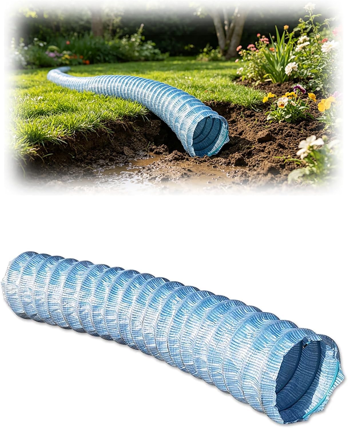 KJoBDwz Flexible Permeable Pipe Perforated Corrugated Flexible Drainage Pipe, Suitable for driveways, Yards, lawns, and Outdoor use,12m