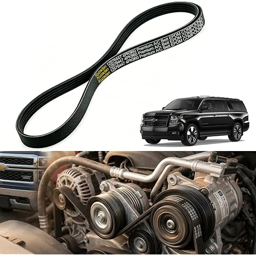 AC Belt 12576447 4PK960 for 1999-2008 Chevy Silverado 1500 2500 GMC Sierra Tahoe Yukon Escalade 4.8L 5.3L 6.0L V8, Air Compressor Serpentine Belt,K040378 Anti-Stretch Rubber Built for 60,000+ Miles