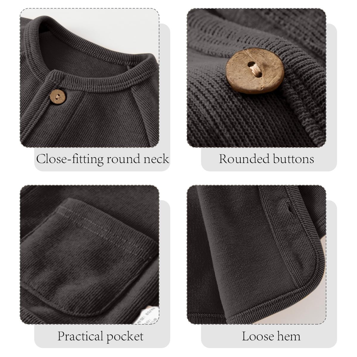 2 Pezzi Gilet Bambino in Cotone, Scollo a V Senza Maniche Tinta Unita Cardigan Bottoni con Tasche, Leggero Morbido e Caldo per Primavera e Autunno 6 Mesi-4 Anni