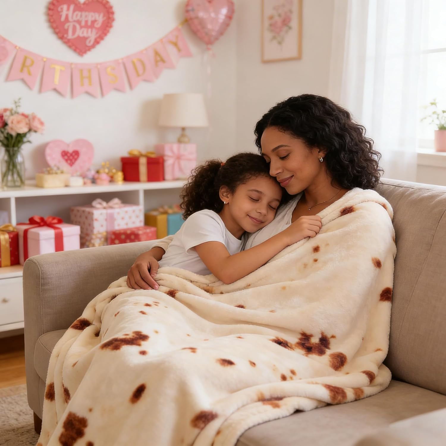 SeaRoomy Burritos Tortilla Blanket, Realistic Food Wrap Blanket Double Sided, Novelty Funny Tortilla Round Soft Blankets (Beige, 47 inches) - Image 2