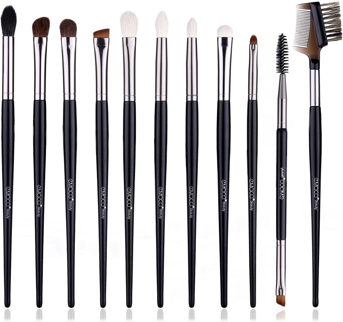 Eye Brush Set Makeup Cosmetic Eyeshadow Blending Eyeliner Lip Brushes Beauty Gift Kit(11pcs Black)