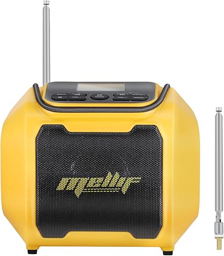 Mellif Altavoz de radio AMFM para batería de 20 V inalámbrico al aire libre TWS altavoz de emergencia radio meteorológica SOS y graves pesados,