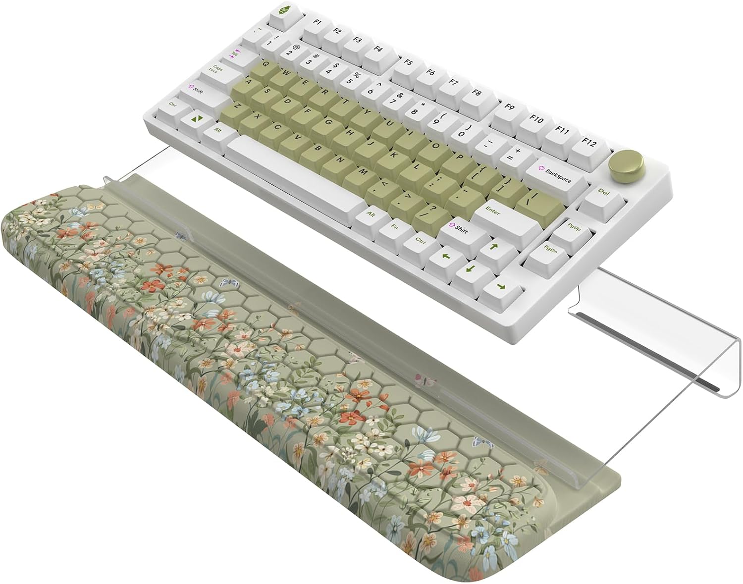 Wrist pad and Clear Acrylic Keyboard pad, Wrist Rest for Keyboard (Green)