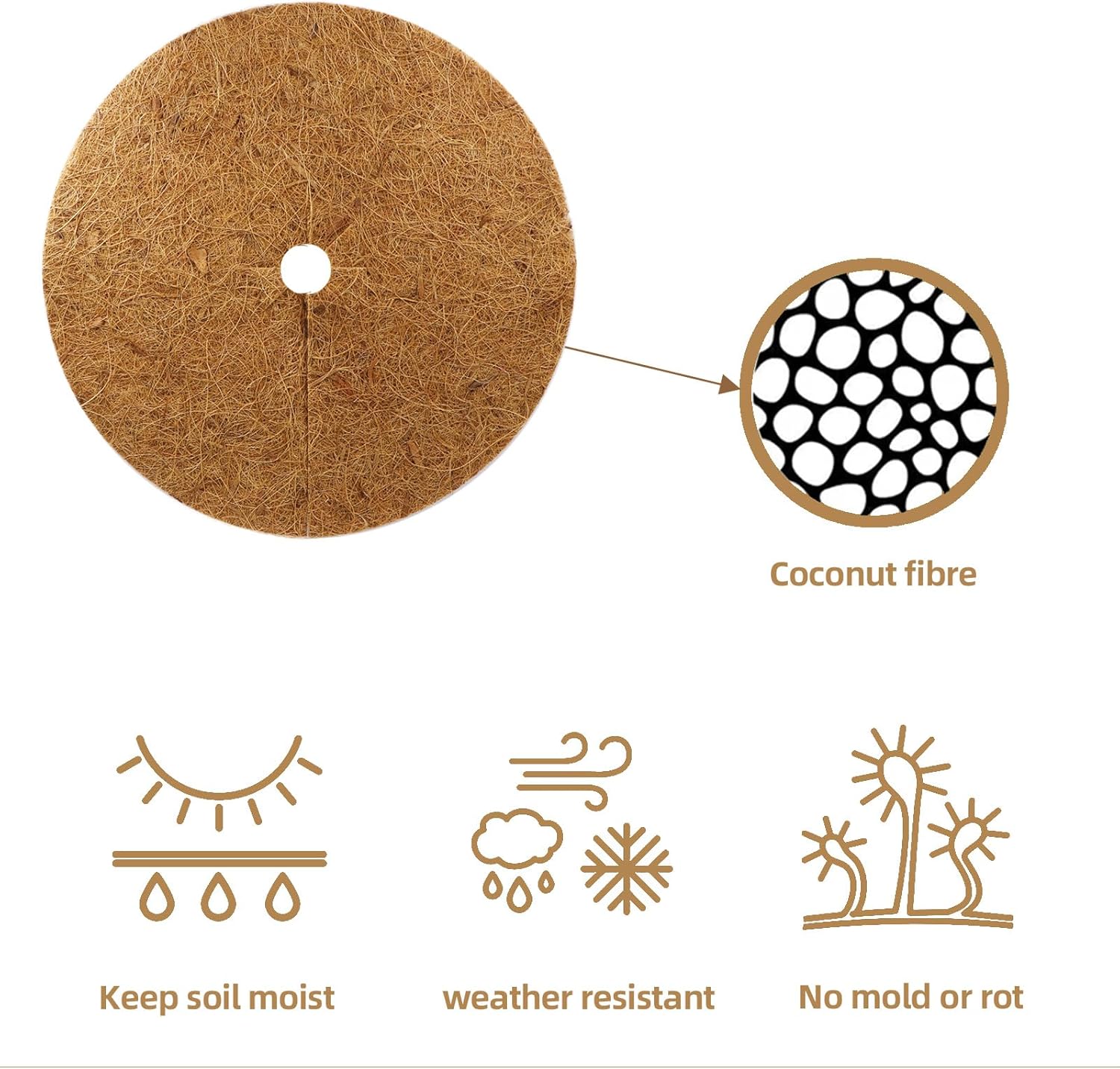 Coconut Fiber Tree Mulch Ring, Weeds Barrier Mats Degradable Fabric Tree Mulch Rings Inhibit Growth Root Protection in Garden Yard Durable (Diameter 9.84",10)