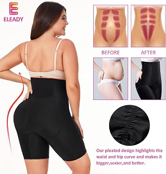 Eleady Womens Waist Trainer Shapewear Hi-Waist Butt Lifter Tummy Control Panties Thigh Slimmer Body Shaper with Zipper