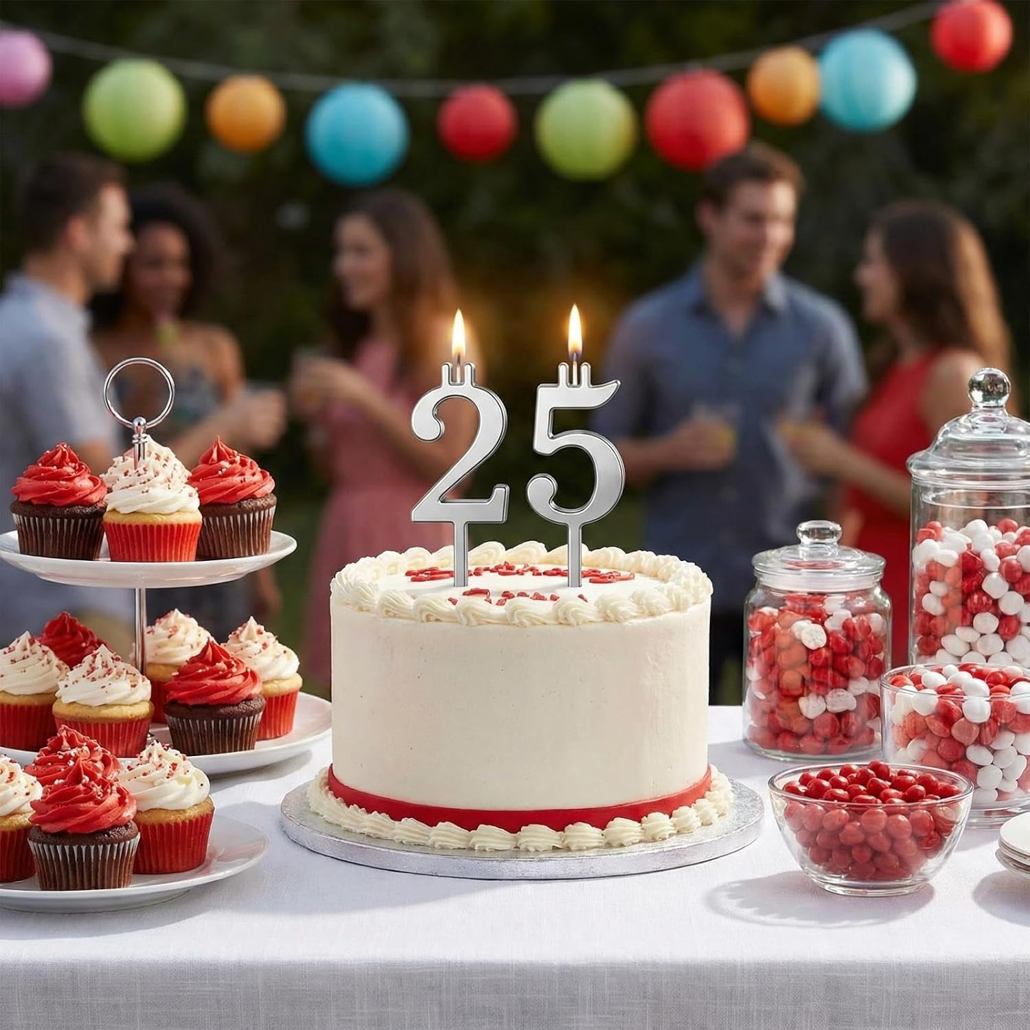 Number Candle Holders Set for Birthday Cakes - Metal Reusable Number Candles Birthday Candle Holders for Cake with Stand Base, Number Birthday Candle Holder Set Reusable