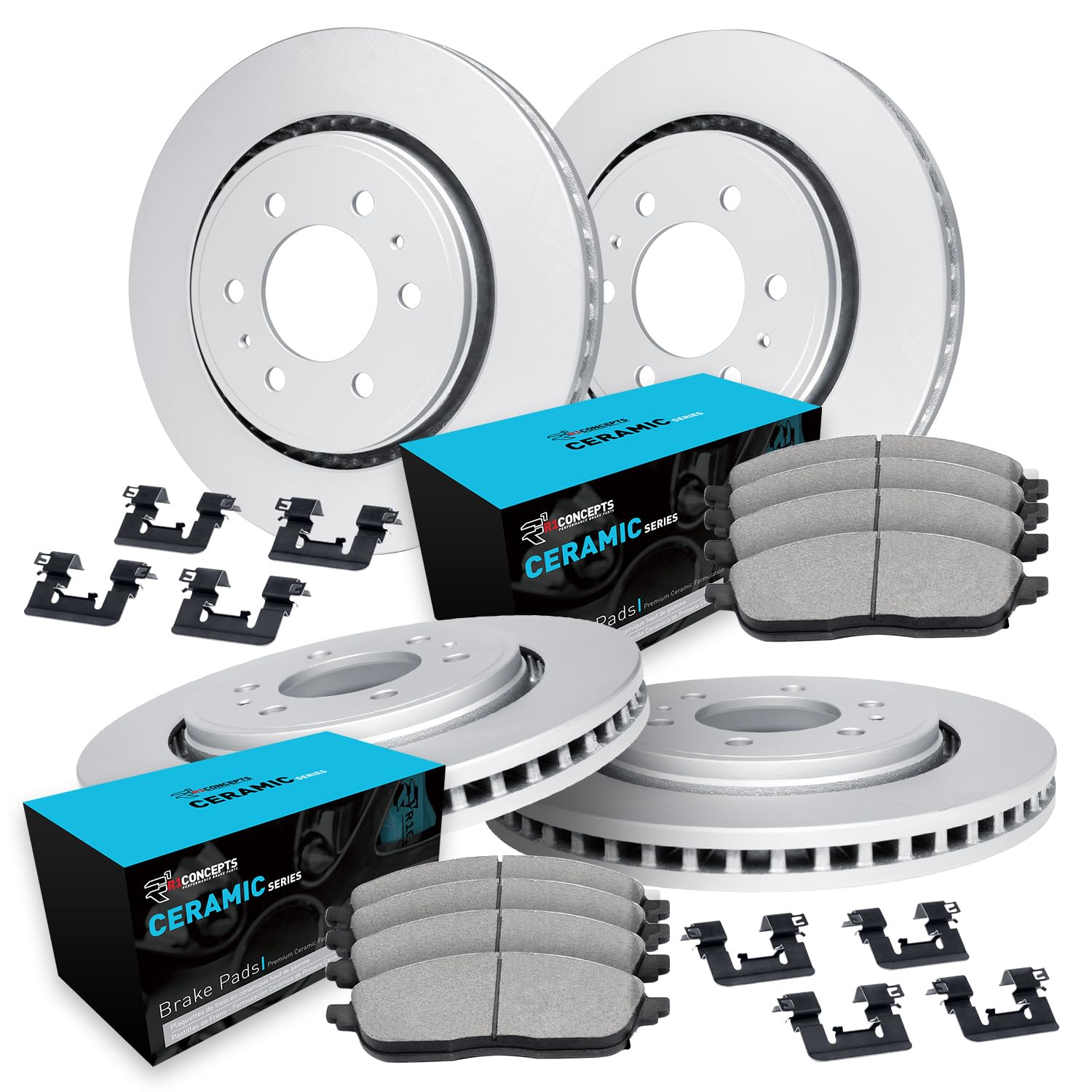 R1 Concepts Front and Rear Brake Kit Fits 2007-2020 Cadillac Escalade, Chevrolet Tahoe, GMC Yukon; 2007-2019 Chevrolet Silverado| Ceramic Pads, Blank
