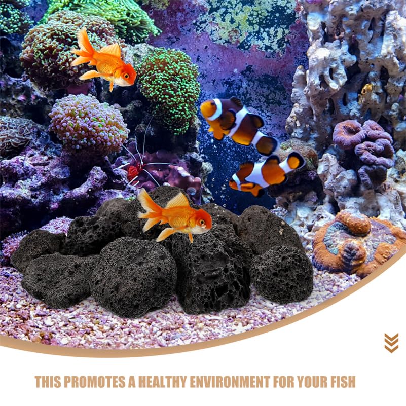 VOSAREA Pierre De Lave Noire pour Aquarium, Pierres Volcaniques Naturelles pour Aménagement Paysager Et Plantes, Roches Décoratives pour Jardin – Grand De Roches