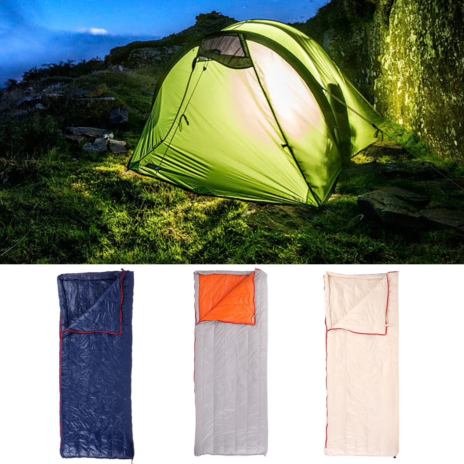Saco de dormir ultraligero de plumón de ganso 90 con almacenamiento para senderismo, camping, mochileros, montañismo, ligero, cálido, clima frío