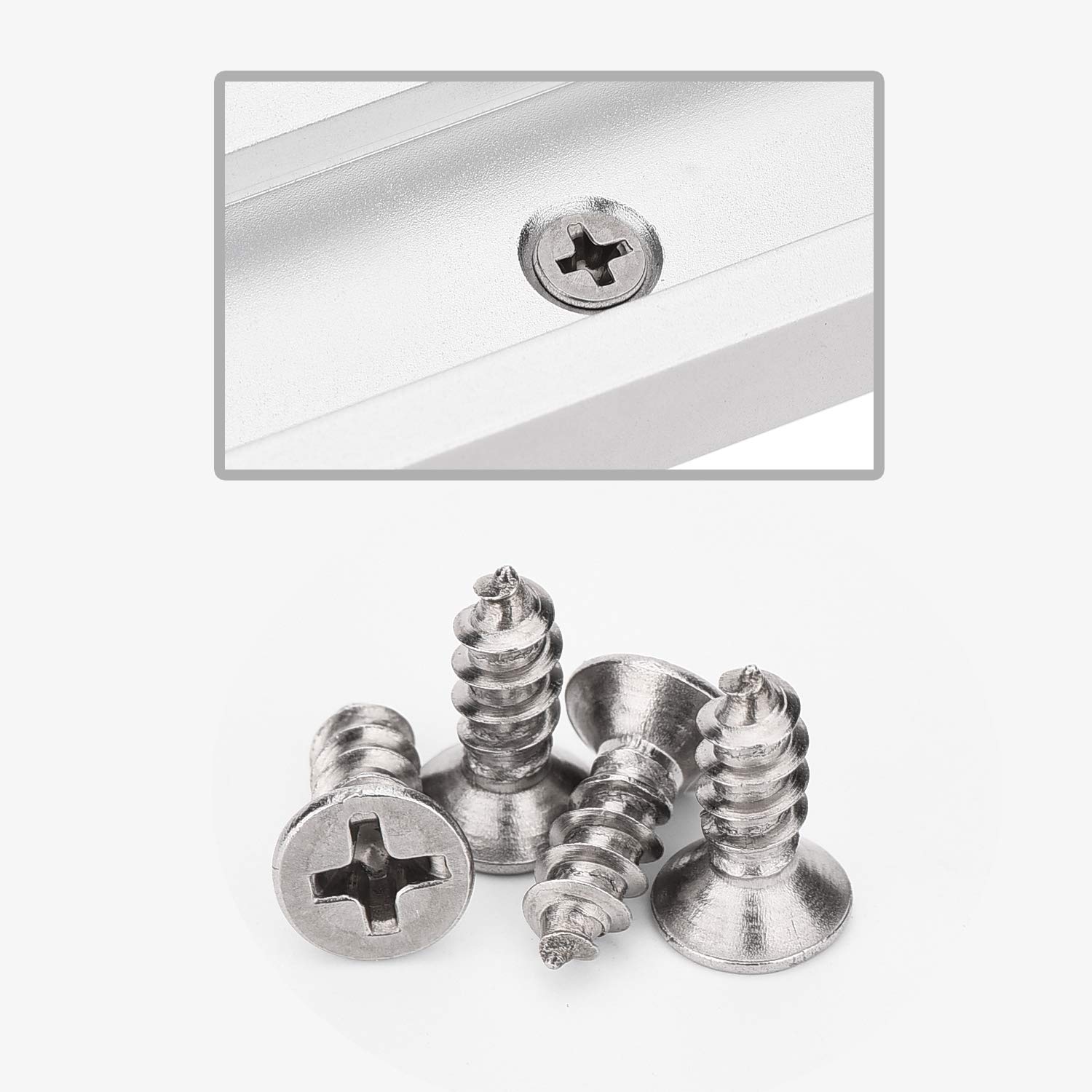 2pcs 400mm 30 Type T-Slot T-Track, Rail en T Mitre Système de Gabarit Fente pour Guide Droit Outil de Serrage Poignée de Verrouillage avec 8pcs Autotaraudeuses pour Scie à Table à Bois -Argent