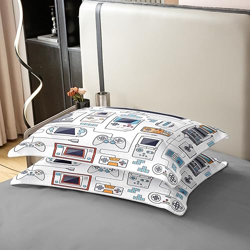 Miniatura 5 de Erosebridal - Juegos de ropa de cama Gamer 100% algodón para niños, juego de funda de edredón tamaño queen con estampado de videojuegos, diseño de