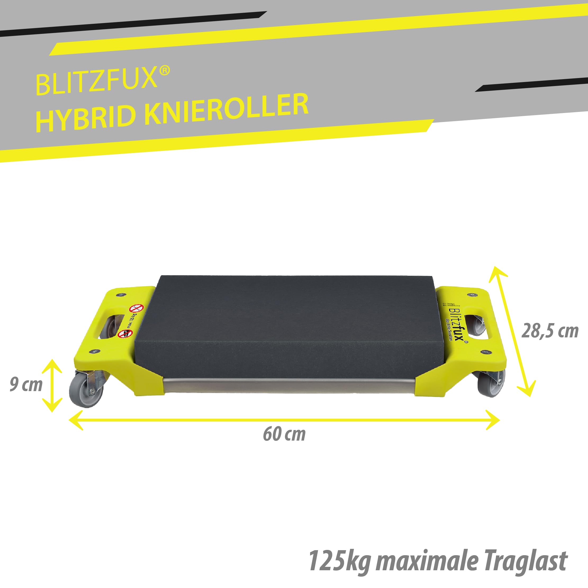 Hybrid Kniepolster mit Rollen – Knieroller bis 125kg belastbar - Der All-in-One Bauhelfer für Profis und Heimwerker: Fliesenlegen, Bodenverlegen, Malen – Mühelos und Effizient!