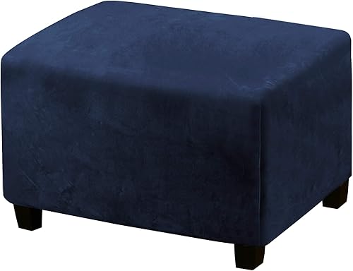 Miniatura 8 de PrinceDeco Funda otomana de felpa de terciopelo real para sala de estar, taburete de almacenamiento plegable, protector de muebles, funda