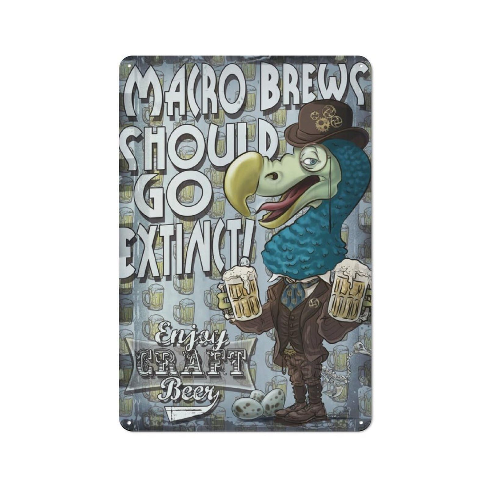 Junmoney Craft Beer Dodo Bird Industrial Industrial Metal Sign 30X20cm, Industrial Wall Decor For Workspace, Cafe, Hallway Or Garage