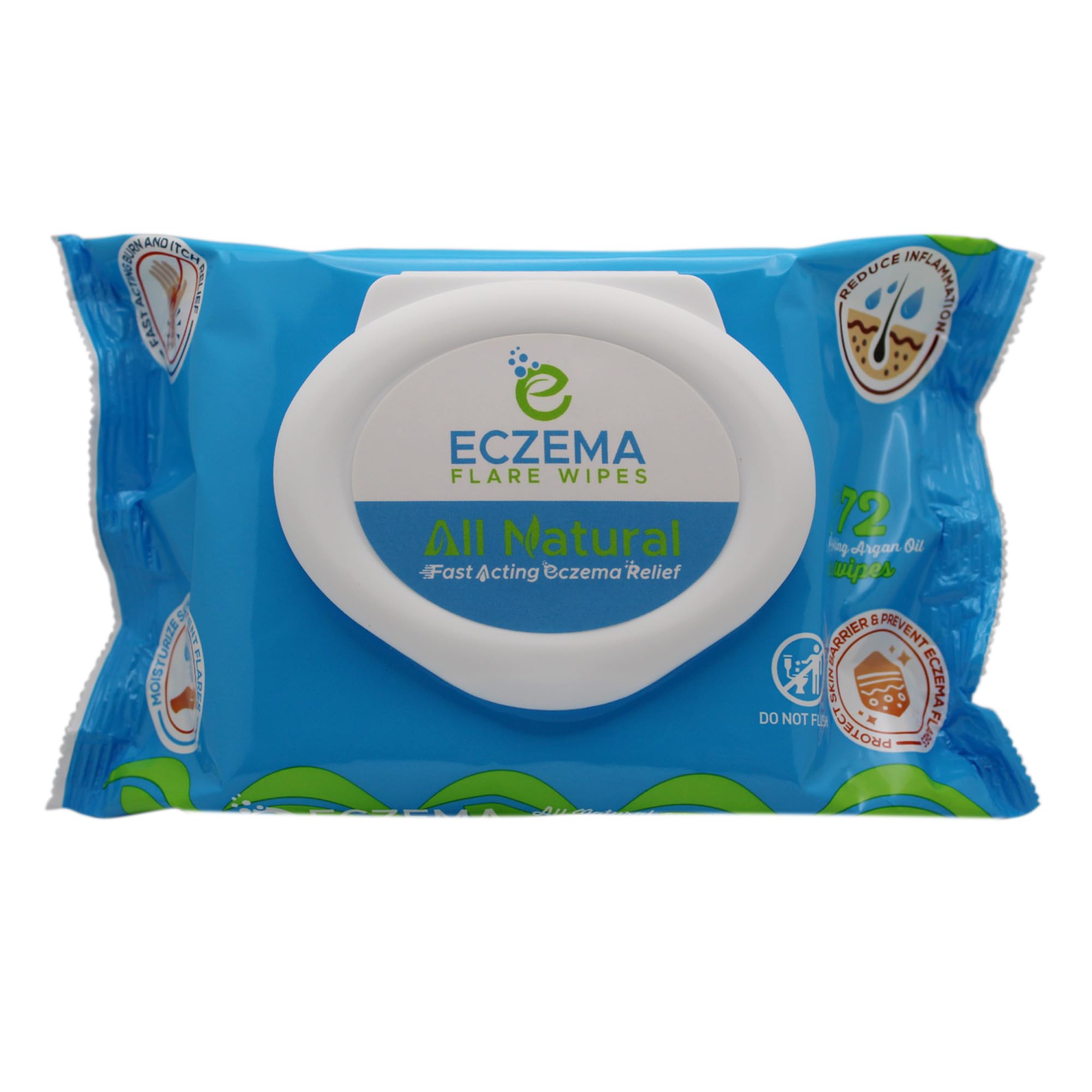 Eczema Flare Wipes® - All-Natural Fast Acting Eczema Relief, Anti-Itch, Reduces Inflammation & Protects Skin Barrier, Soothes & Prevents Future Flares, pH-Balancing, Convenient On-The-Go Solution 72ct