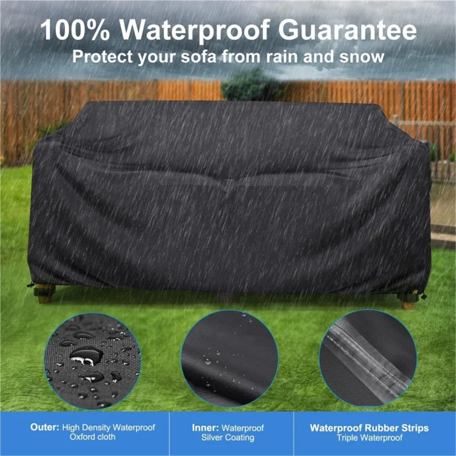 1 Stück 210D Terrassensofa-Abdeckung, Haushaltsabdeckung, Gartenmöbelabdeckung, strapazierfähiges Polyestermaterial, Gartenmöbelschutz(215x89cm)