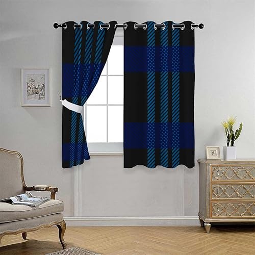 Miniatura 2 de Cortinas para Sala Cortinas divisoras a cuadros oscuros Cortinas para Ventanas de Cuarto 63 pulgadas de ancho por 80 pulgadas de largo, 2 paneles