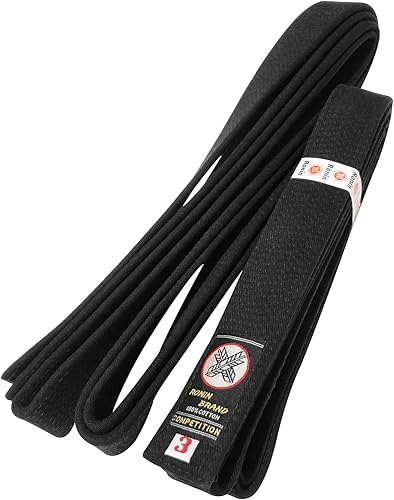 Miniatura 3 de Ronin Deluxe - Cinturón de algodón negro para karate, judo, tae kwon do, aikido, jujitsu artes marciales