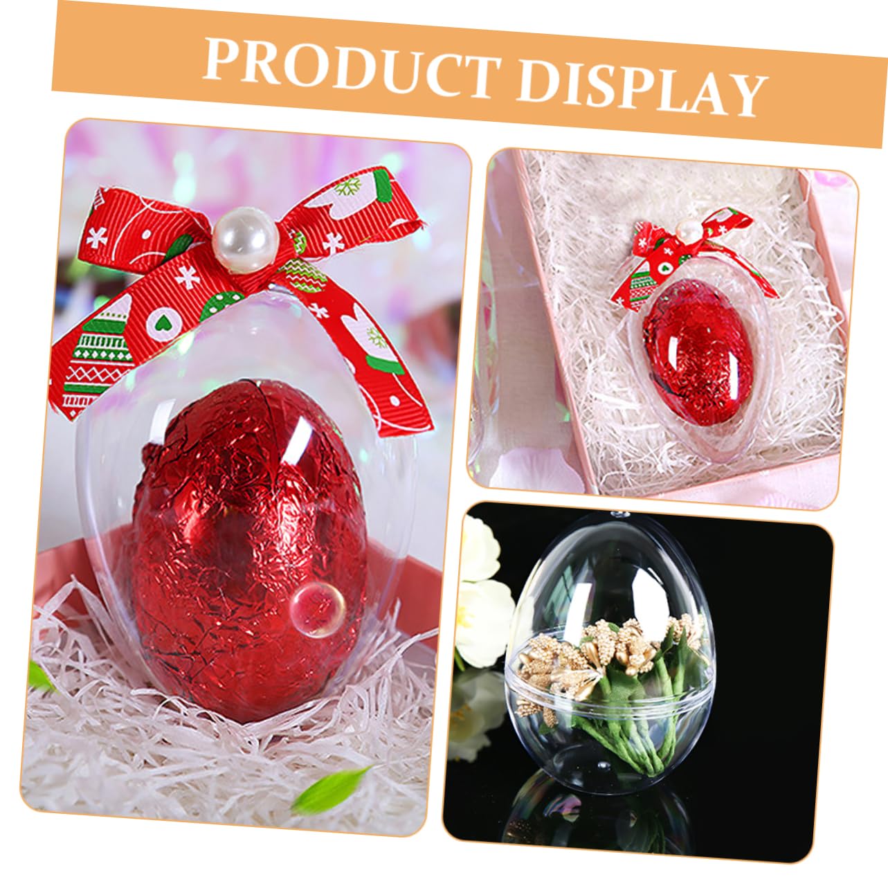 Artibetter 5 Pezzi di Palline di Plastica Trasparenti Riempibili per Uova di Pasqua per Decorare Ornamenti, Durevoli E Riutilizzabili per Bomboniere Pasquali E Decorazioni per La Casa