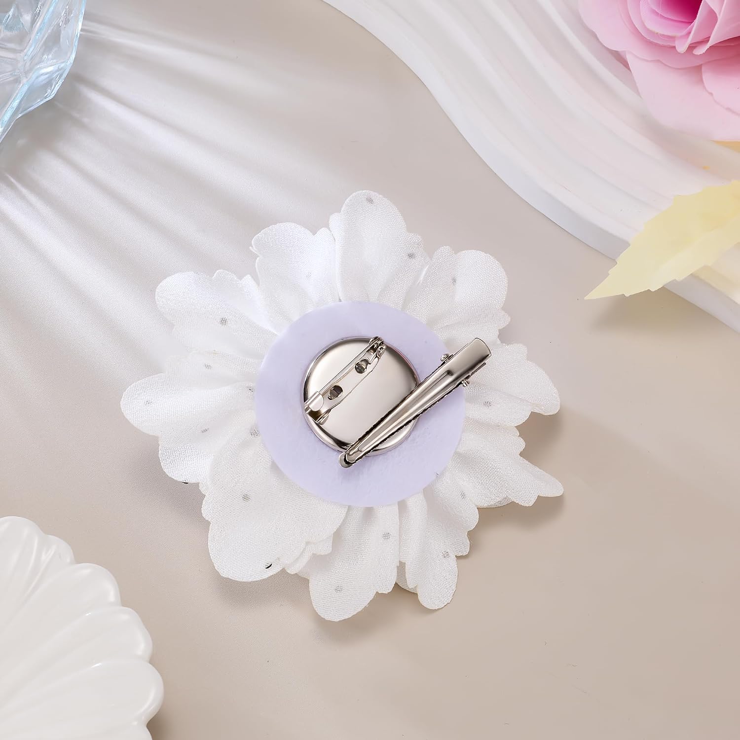 4.2" Rose Flower Brooch & Hair Clip 2-in-1 Crystal Bold Floral Pin Dual-Purpose Luxury Accessory image 4