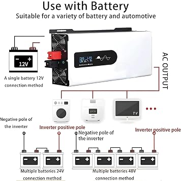 5000W-10000W Pure Sine Wave Inverter, Hybrid Solar Inverter DC12V-48V to AC 110V-220V, with LCD Screen for RV, Outdoor, Home Energy Storage 12V5000W