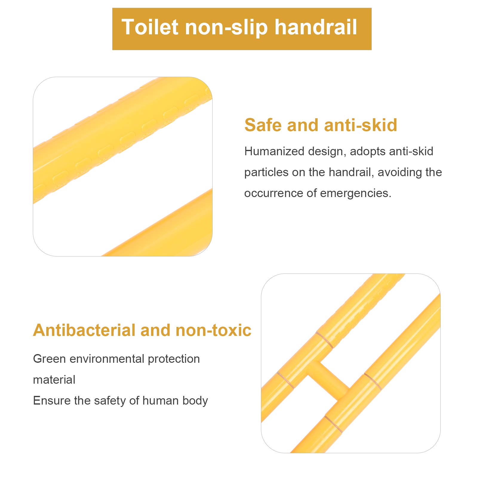 Bar de baño de baño en forma de Vomeko, ayuda para el baño para personas mayores, soporte de baño de acero inoxidable sin deslizamiento, para personas mayores de edad avanzada