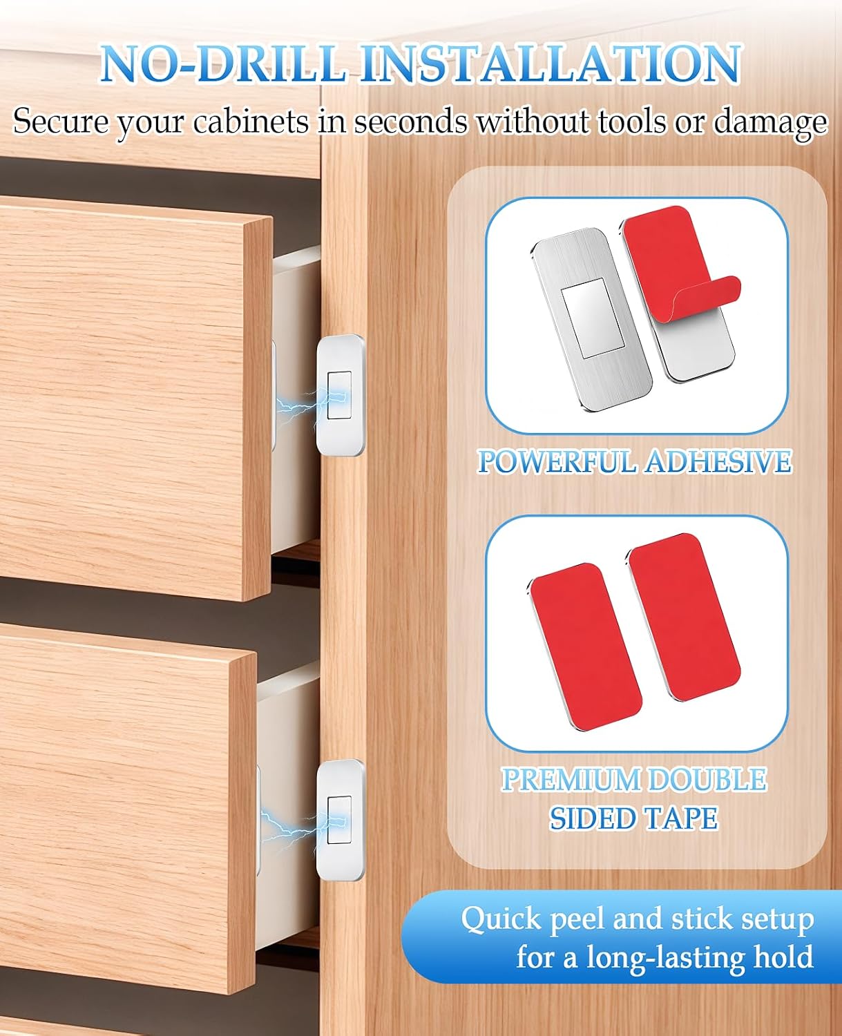 8-Pack Ultra Thin Cabinet Magnets for Closure, Adhesive Drawer Magnets to Stay Closed, No Drill Stainless Steel Catch for Kitchen RV